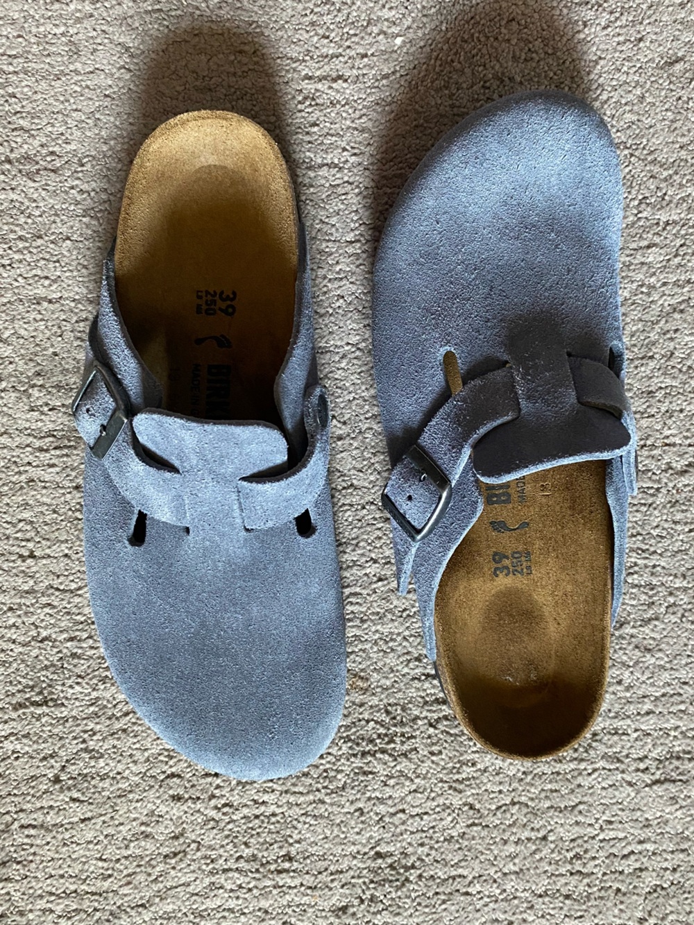 Birkenstock Boston Suede Clogs - stone blue 39 new never worn